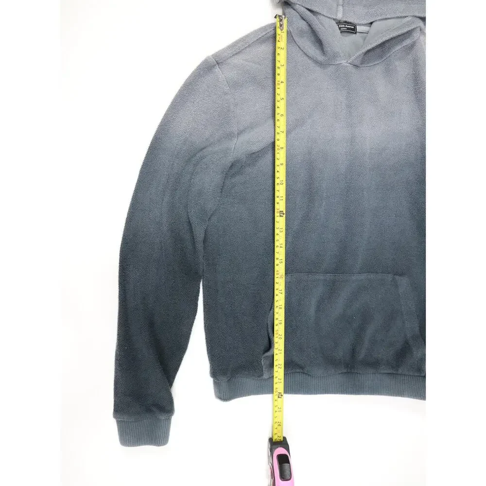 Made in Italy Ombré Terry Hoodie Saks Fifth Avenue Modern Blue Gray Quiet Luxe L